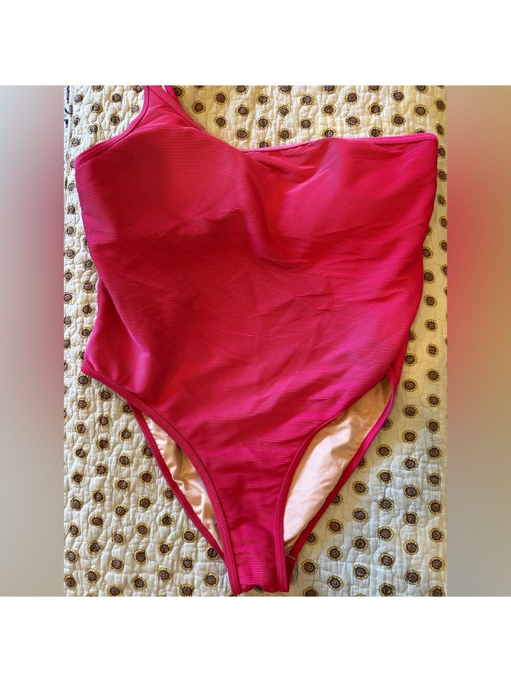 J. Crew Hot Pink One Shoulder One Piece Swimsuit Size 18 NWOT - Picture 2 of 7
